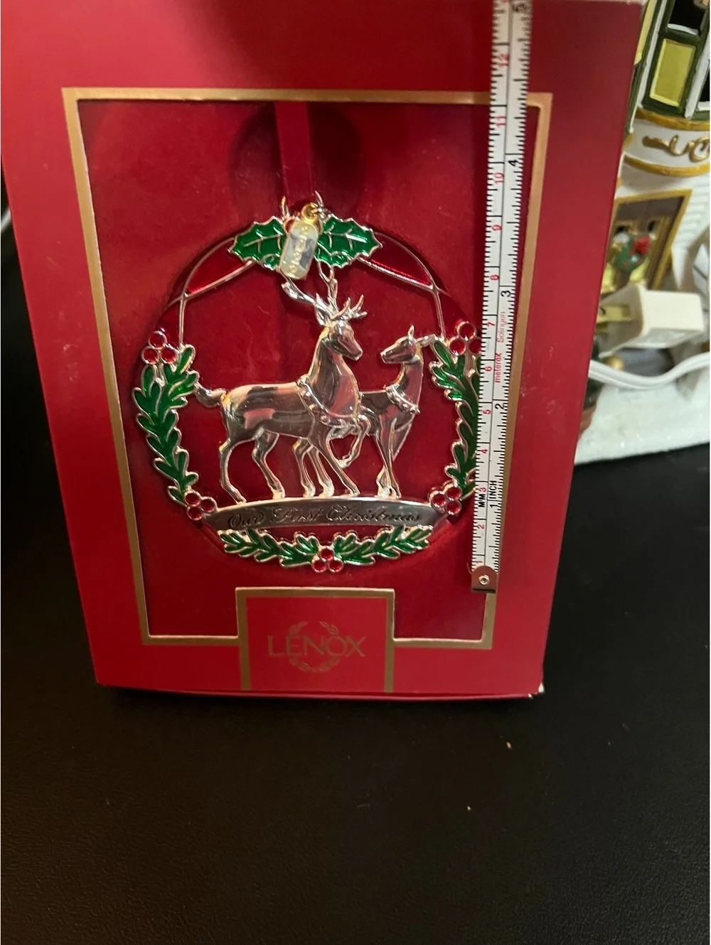 NEW 2022 LENOX Our First Christmas Silver Red Green Accents Ornament